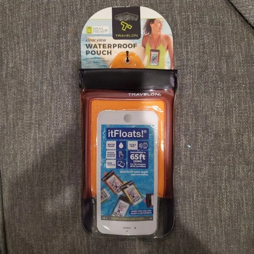 Waterproof Orange Smart Phone Pouch Size OS